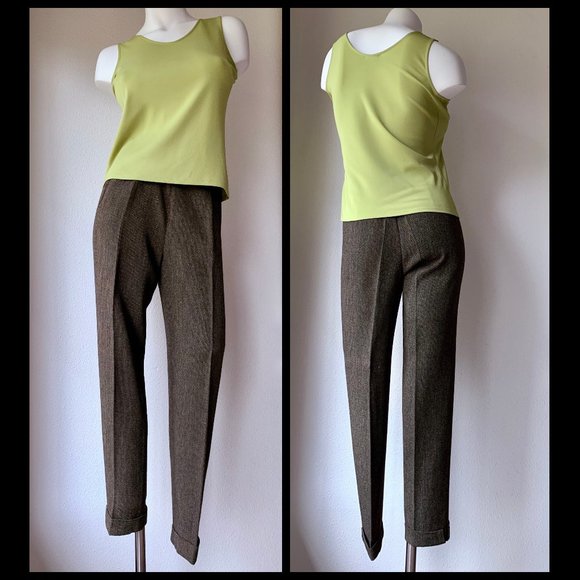 French designer Cinoche high-waisted split hem pleated trousers FR 38_US 4 - Picture 9 of 11
